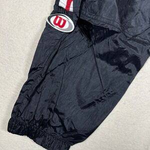 Vintage Wilson Advantage Nylon Track Pants Mens L Athletic Side Stripe Black‎